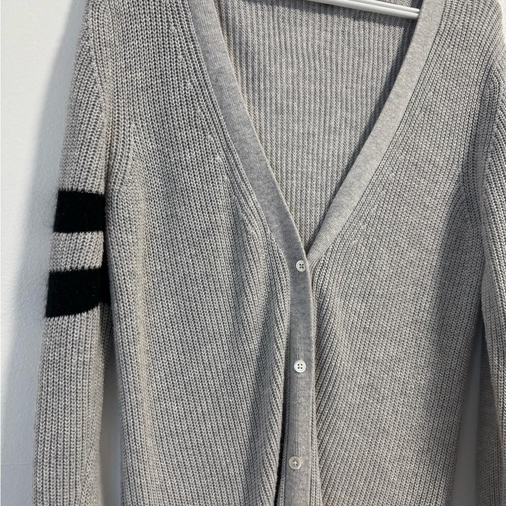 Banana Republic grey and black stripe knee length cardigan - Picture 4 of 9